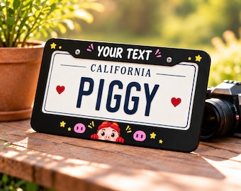 Pet Lovers Personalized License Plate Frame, Custom Pig Design Gift