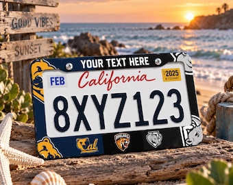 College Sports Fans Personalized Split House License Plate Frame, School Team Military Car Tag