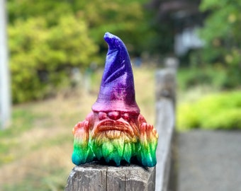 Rainbow Garden Gnome, 3D printed, garden safe