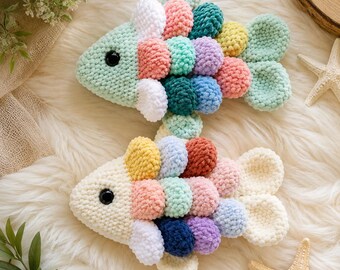 Modèle de poisson anti-stress au crochet sans couture, jouet sensoriel amigurumi (téléchargement numérique)