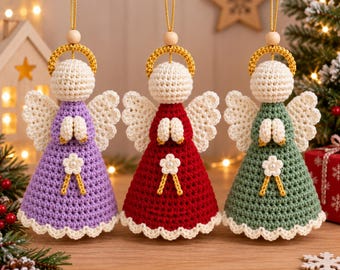Crochet Angel Christmas Ornament Pattern, Amigurumi Holiday Decor (PDF Download)
