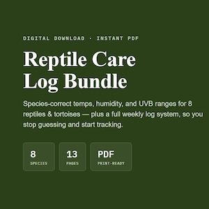 Reptile Care Log Bundle | 8 Species Husbandry Tracker (PDF Download)