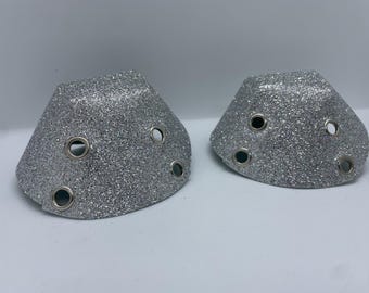 Vegane Rollschuh roller skates Zehenschutz toe caps/ toe guards, silber Glitzer