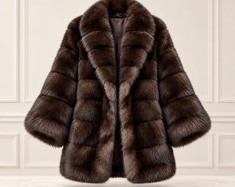 Luxuriöser, schokoladenbrauner Kunstpelzmantel, Oversize-Winterjacke, Vintage-Glamour-Oberbekleidung