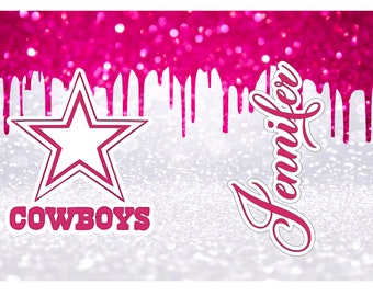 Hot Pink and White Glitter Cowboys Tumbler PNG for 20 oz and 30 oz