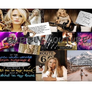 May include: A collage of images featuring a country music singer. The collage includes images of the singer performing on stage, singing in a studio, and driving down a country road. The text "BUBBLY COUTURE" is featured in the center of the collage. The text "IF THE WHOLE WIDE WORLD STOPS SINGING & ALL THE STARS GO DARK I'LL KEEP A LIGHT ON IN MY SOUL KEEP A BLUEBIRD IN MY HEART" is featured in the bottom left corner of the collage.