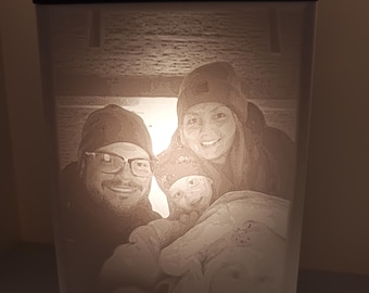 Personalized photo lithophane | 3D light picture optional with box and LED | Unique photo gift | Family, pet, car & logo