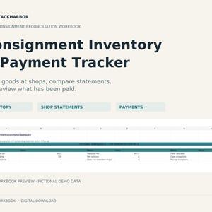 Maker Consignment Reconciliation Workbook | Inventory, Shop Statements & Payment Tracker | Excel Spreadsheet