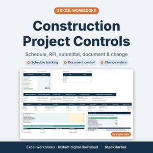 Construction Project Controls Excel Bundle | RFI, Submittal, Schedule, Document Control & Change Order Trackers