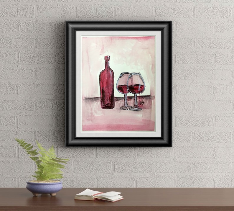 Red Wine Wall Art By Artist Rafi Perez Original Wine Painting Etsy