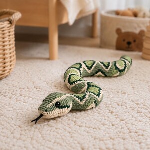 Python Snake Crochet Pattern PDF, Realistic Forest Green Camouflage Amigurumi, 88-92 cm afbeelding 15