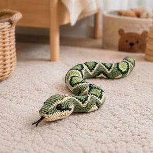 Python Snake Crochet Pattern PDF, Realistic Forest Green Camouflage Amigurumi, 88-92 cm afbeelding 5
