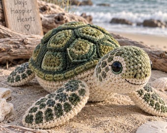 Sea Turtle Crochet Pattern: Realistic Olive Mosaic Amigurumi PDF, Plush Toy Instructions, English Digital Download