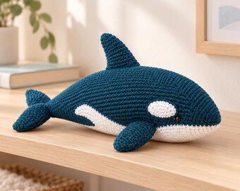 Turquoise Orca Crochet Pattern PDF, Large Killer Whale Amigurumi