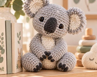 Koala Crochet Pattern PDF: 9-Inch Seated Amigurumi, Australian Animal, US Terms