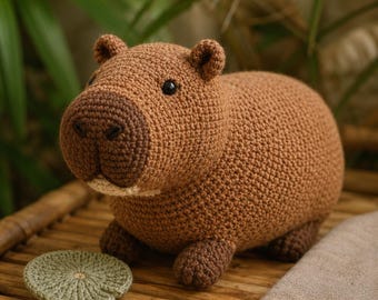 Capybara Crochet Pattern PDF, Large Caramel Amigurumi with Cocoa Muzzle