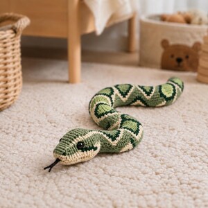 Python Snake Crochet Pattern PDF, Realistic Forest Green Camouflage Amigurumi, 88-92 cm afbeelding 12