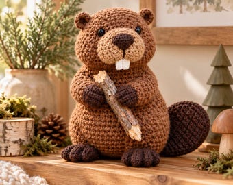 Beaver Amigurumi Crochet Pattern PDF, Woodland Animal Plush Tutorial, Intermediate Bulky Yarn Project