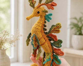 Leafy Sea Dragon Crochet Pattern, Botanical Seahorse Amigurumi Digital PDF Tutorial
