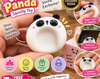 Cute Panda Squishy Toy, Soft Stress Relief Fidget, Kawaii Gift, Portable Desk Toy, Unique Exclusive Design
