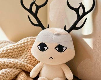 99 Nights in the Forest The Deer Plush Toy, Spooky Bandage Elk Stuffed Animal, Roblox Horror Game Gamer Gift, Creepy Cute Character Plushie