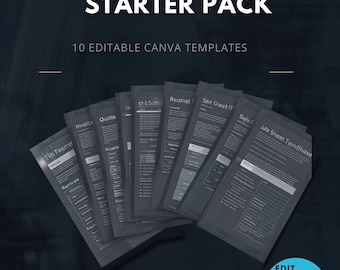 Bearbeitbares Starterpaket für Handwerker in Großbritannien | Vorlagen für Rechnungen, Angebote und Auftragsformulare | Canva-Bundle