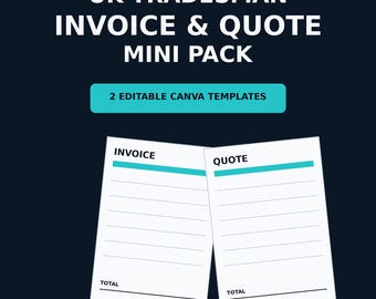 Invoice and Quote Templates for UK Tradesmen, Editable Canva Business Forms, Digital Download