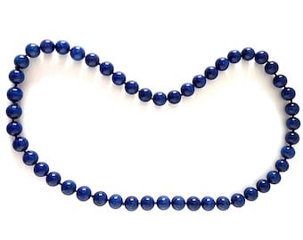 30” long hand knotted necklace of Extra  Large Lapis  Beads