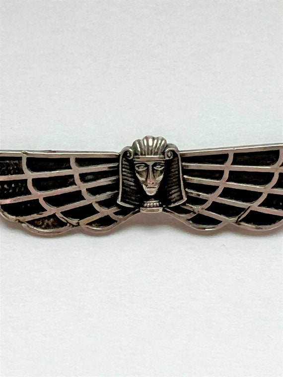 Egyptian Revival Pharaoh Sterling Brooch Pin