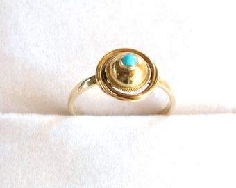 Anillo de nudo de amor victoriano de turquesa y 14k