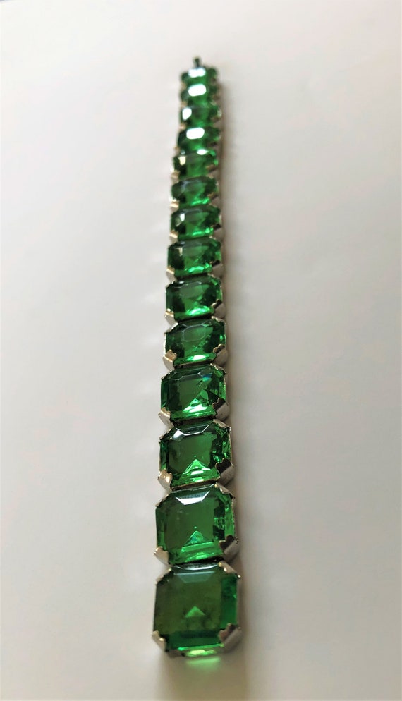 Art Deco Antique Emerald Crystal  Bracelet