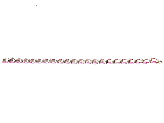 Art Deco Era Pink Emerald Cut Crystal Bracelet - image 3