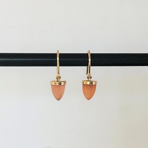 Contemporary Peach Moonstone Bullet Earrings