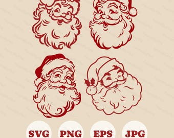 Bundel met retro kerstmanpictogram, vintage kerstsublimatie overzicht clipart SVG PNG JPG