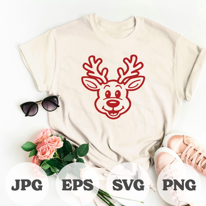 Retro Reindeer SVG, Vintage Christmas Outline, Classic Clipart PNG ...