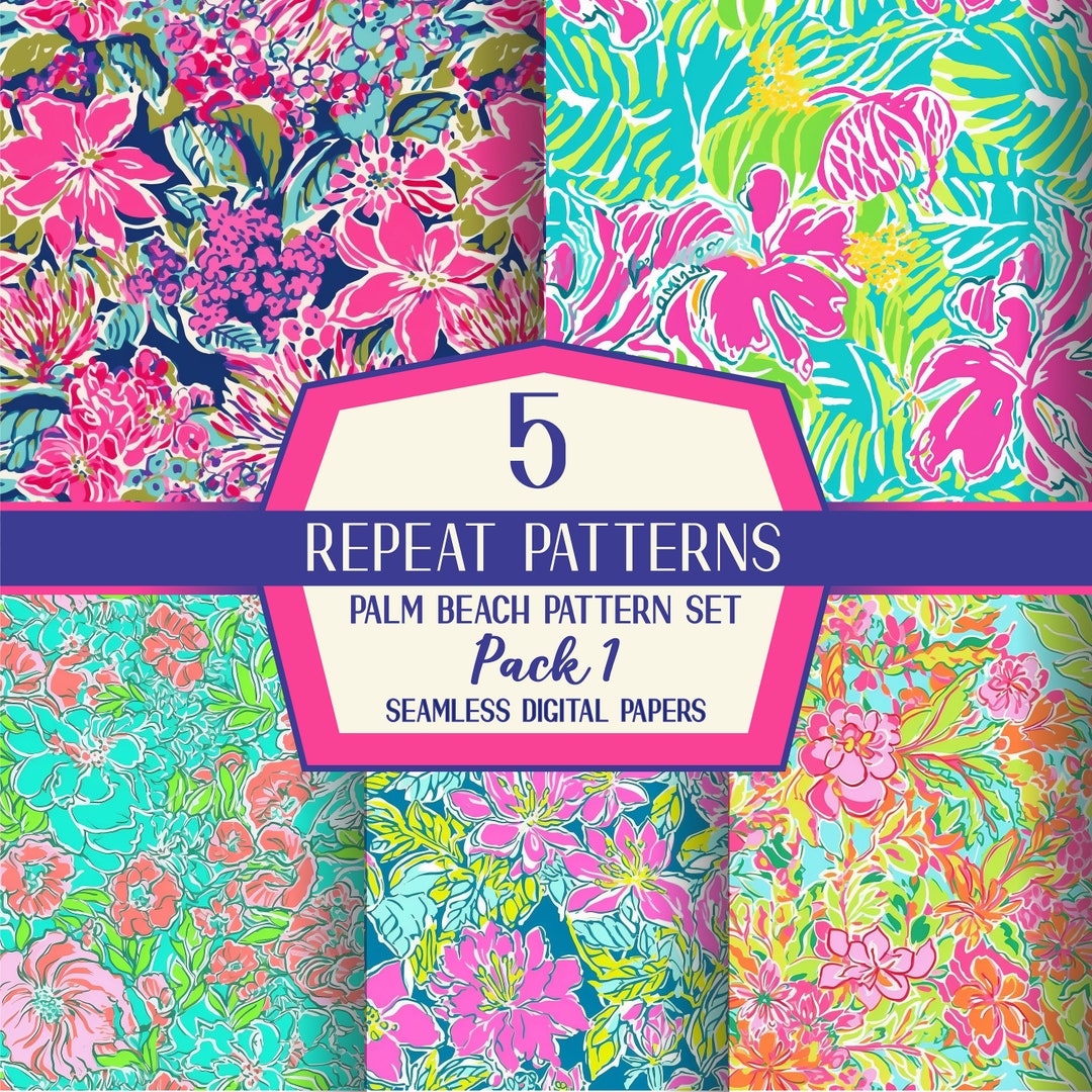 INSTANT DOWNLOAD Seamless Tropical Patterns 1, Preppy, Prep, Watercolor ...
