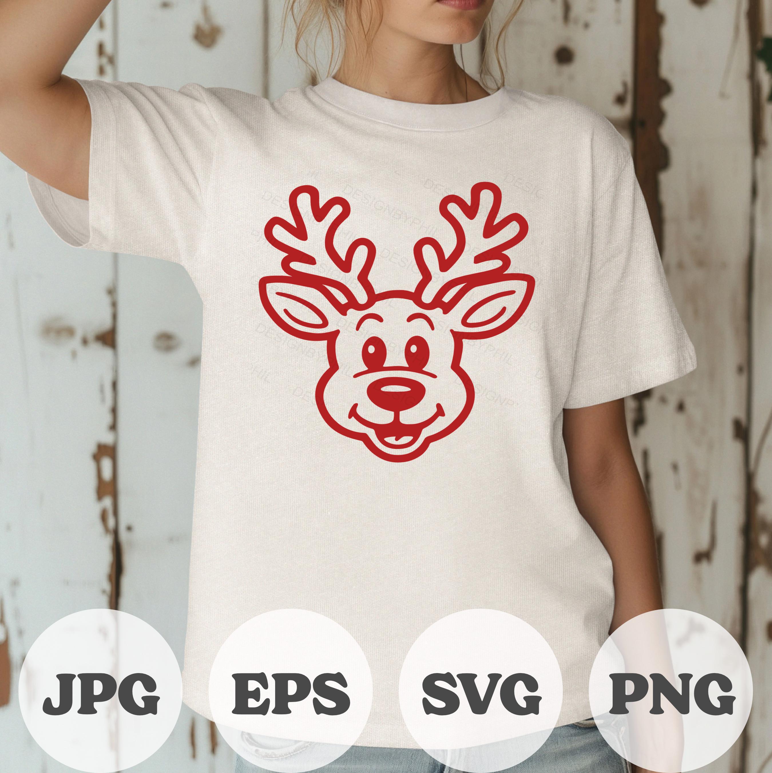 Retro Reindeer SVG, Vintage Christmas Outline, Classic Clipart PNG ...