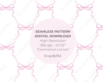 Coquette Bow Lattice Digital Paper: Pink Ribbon Trellis (12x12" PNG)