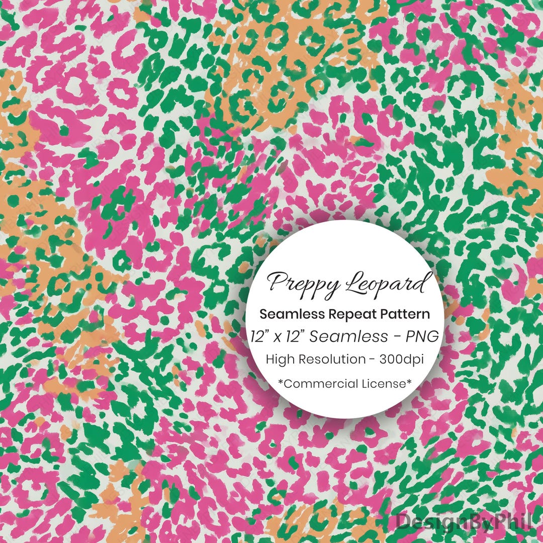 Pink Leopard Pattern Preppy Seamless Preppy Leopard Pattern , Pink Animal Print, Resort Sublimation ...