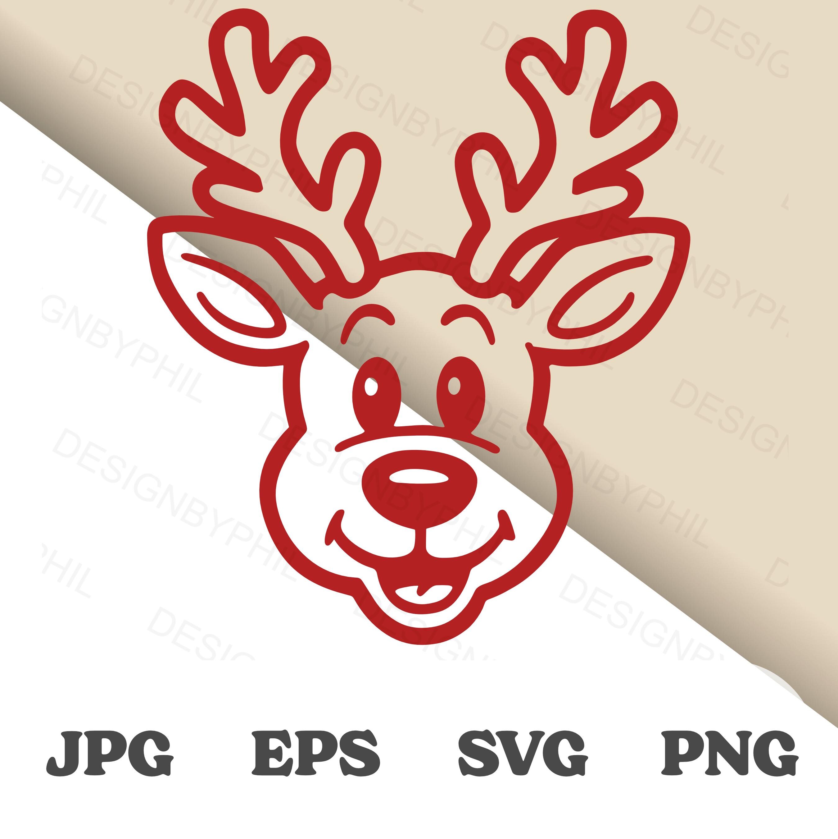Retro Reindeer SVG, Vintage Christmas Outline, Classic Clipart PNG ...