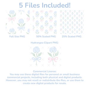 Coquette Pattern Hydrangea Bow Digital Paper: Toile de Jouy Floral (12x12" PNG) image 2