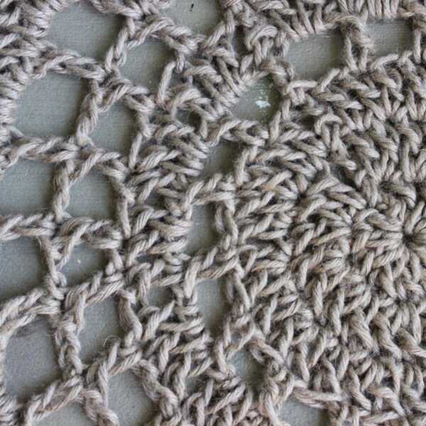 Crochet Round Natural Jute Doily Rug