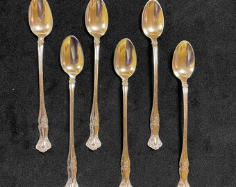 Six Rogers Bros 1847 silverplate Vintage 1904 iced tea spoons