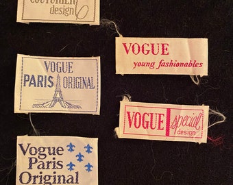 Vogue Designer Couturier clothing labels or tags
