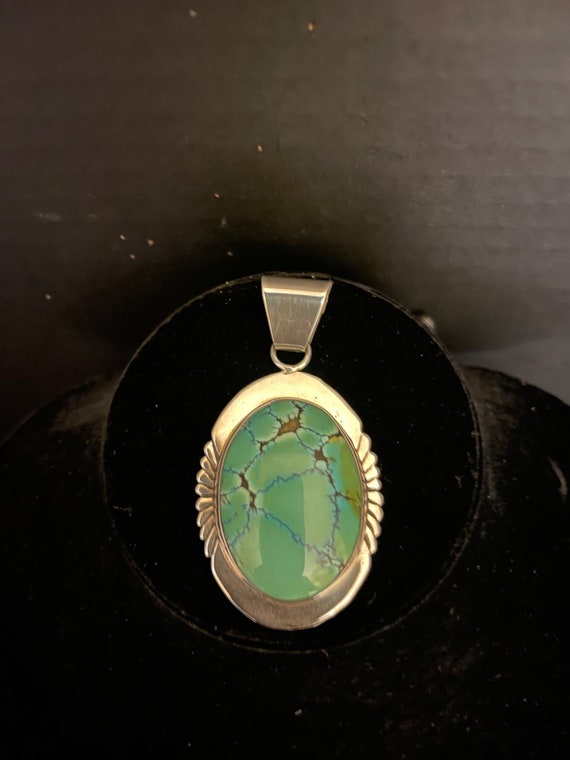Sterling and Variscite Green Pendant