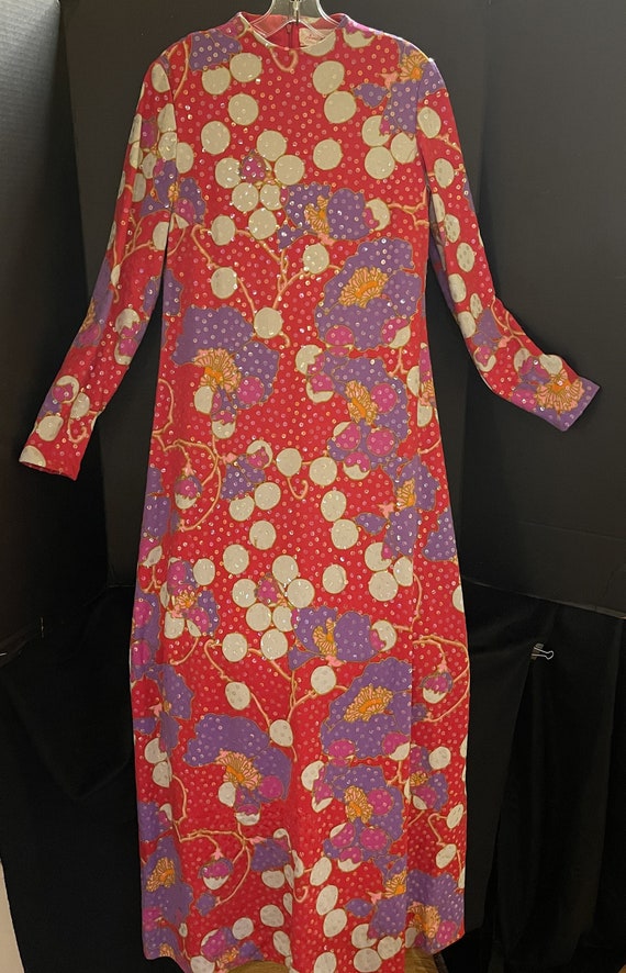 1970s Anne Fogarty Sequin Maxi Dress