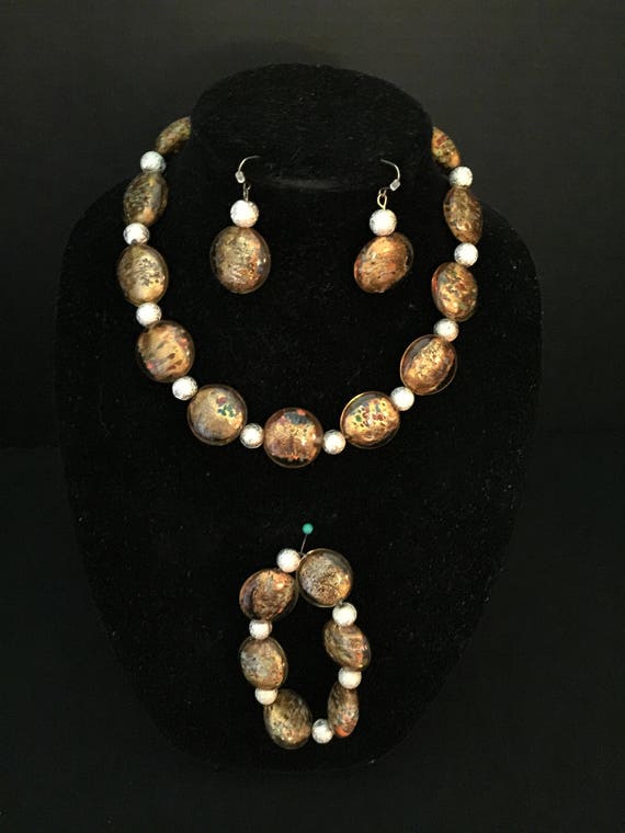 Premier Designs vintage art glass necklace, bracel