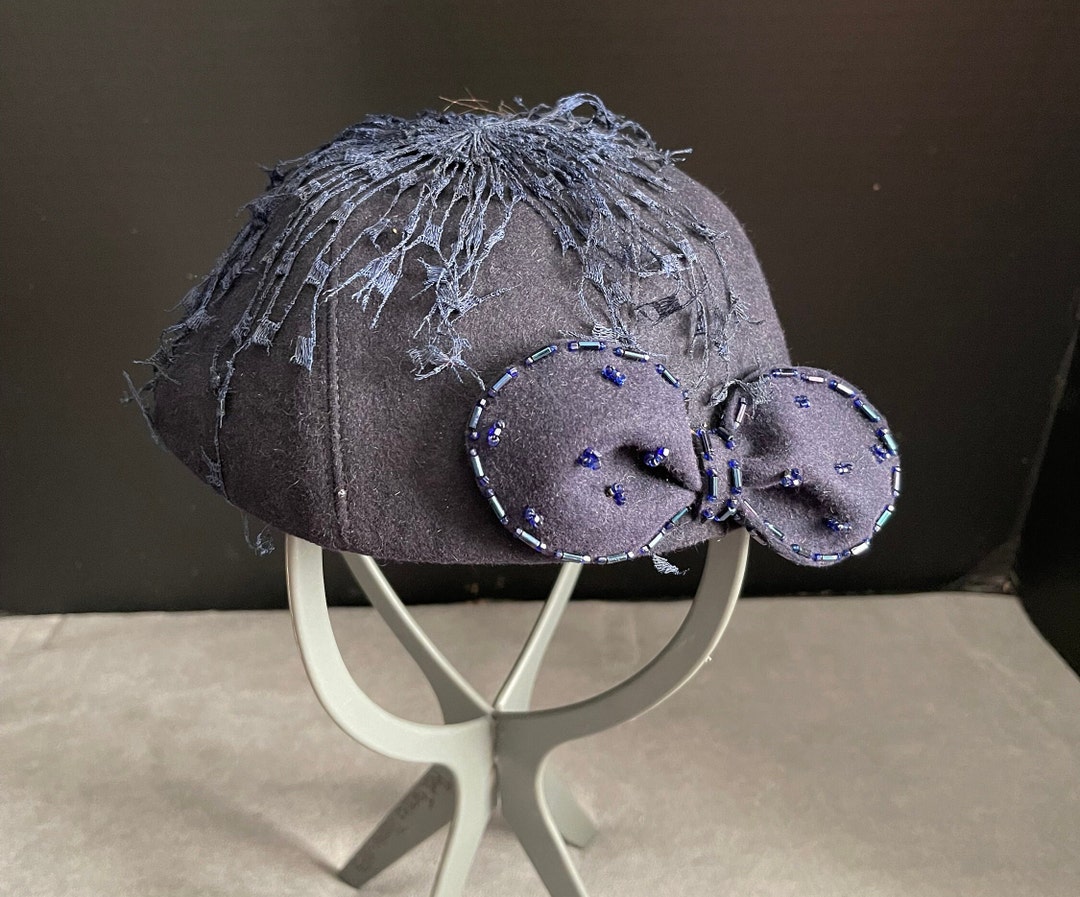 Navy Felt Hat Etsy