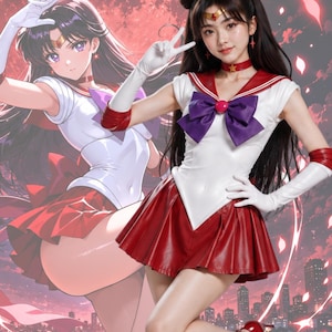 Anime Cosplay-klänning för kvinnor, röd plisserad kjolkostym, magisk tjejoutfit i anpassad storlek, handgjord kongresskostym