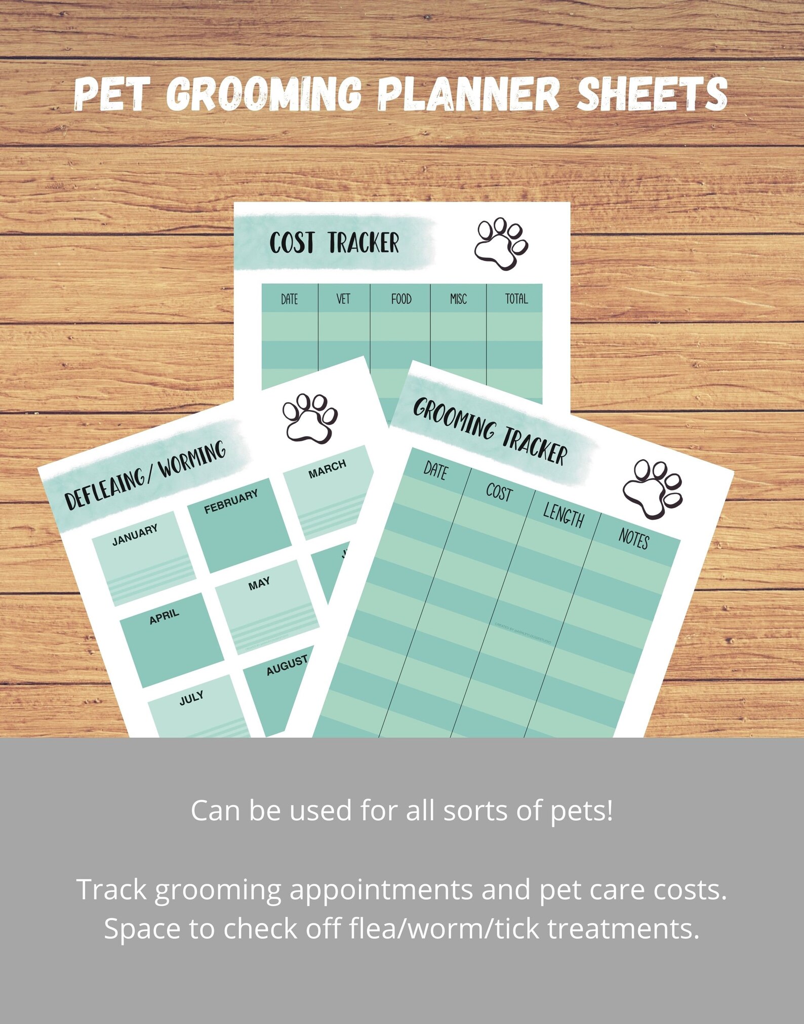 Printable Pet Grooming Planner Dog Health Record Cat Etsy